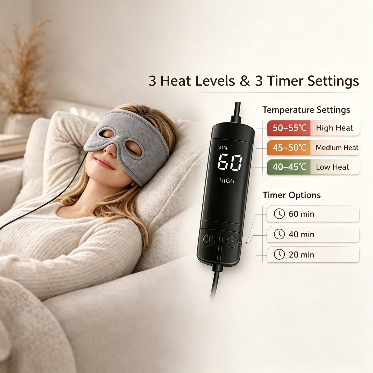 Heated Sinus Relief Eye Mask with Moist Heat